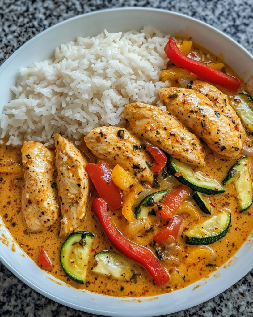 Cremiges Paprika-Zucchini-Hähnchen – Sämig, Würzig