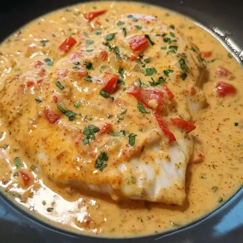 Aromatischer Fisch mit Paprika-Rahm