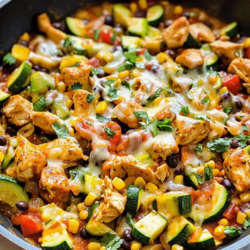 Tex-Mex Hähnchen mit Zucchini aus der Pfanne