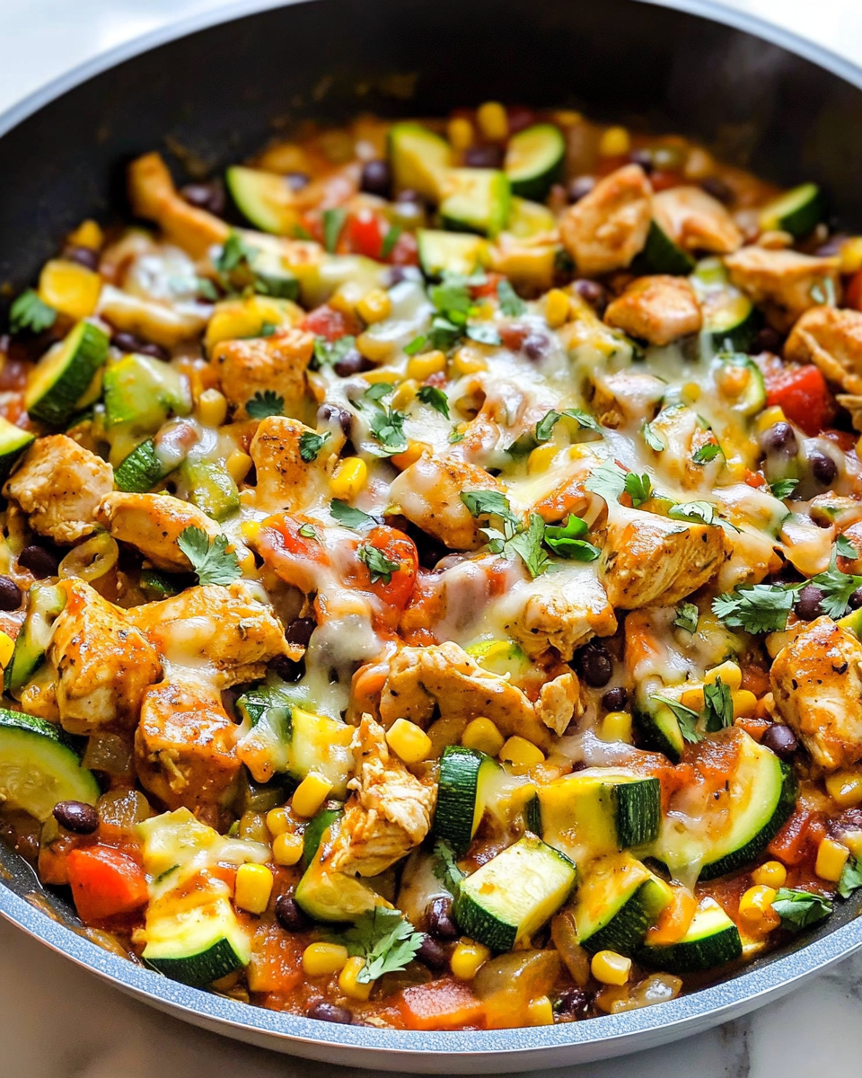 Tex-Mex Hähnchen mit Zucchini aus der Pfanne