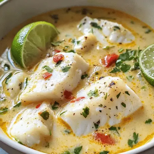 Cremige Kokos‑Limetten‑Fischsuppe
