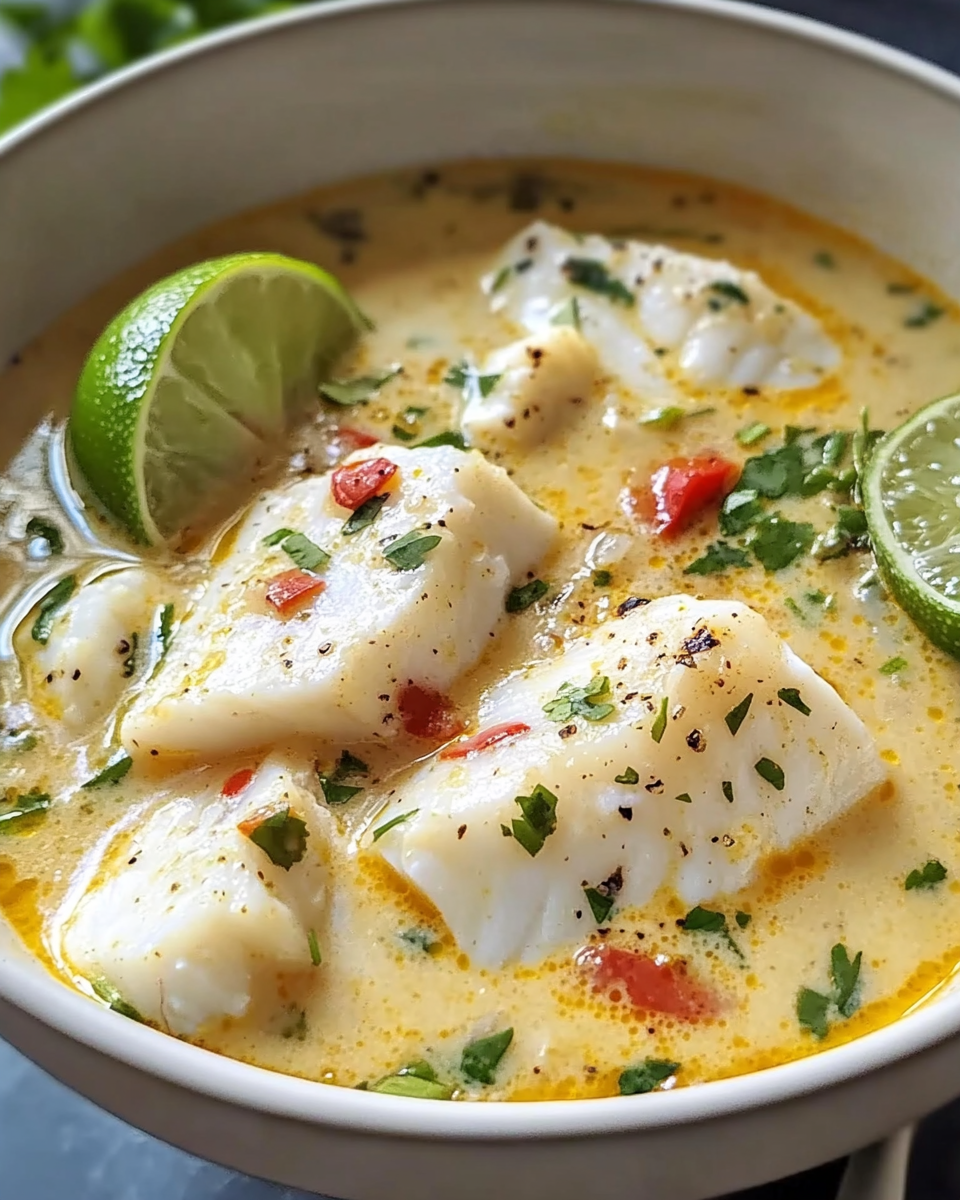 Cremige Kokos‑Limetten‑Fischsuppe