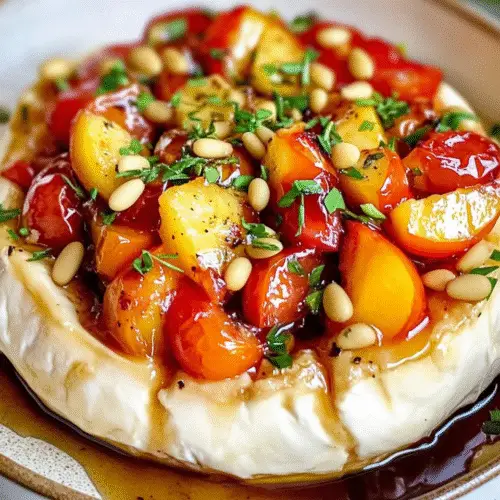 Gebackener Camembert mit Früchten und Kräutern
