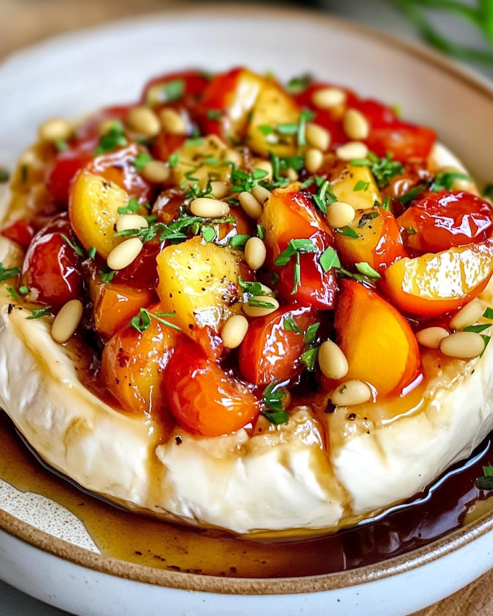 Gebackener Camembert mit Früchten und Kräutern