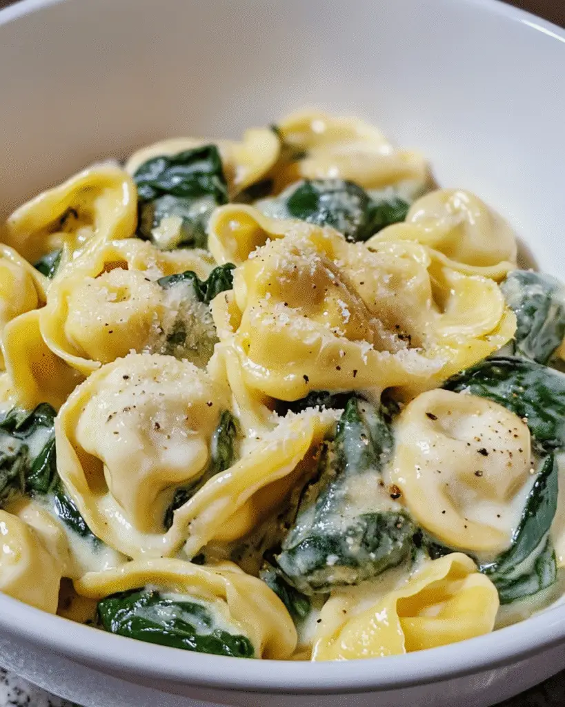 Cremige Tortellini mit Spinat und Parmesan