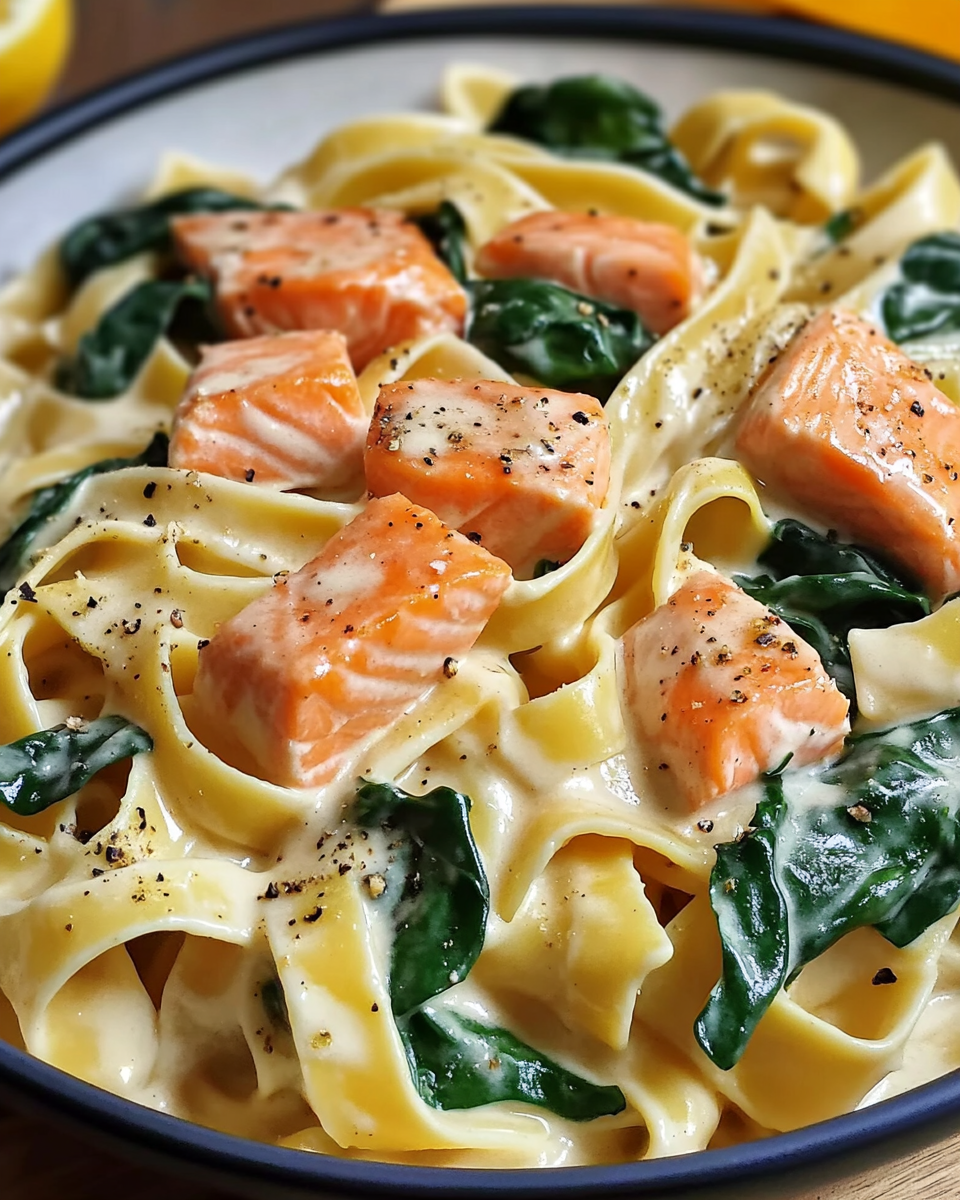 Cremige Spinat-Lachs-Pasta