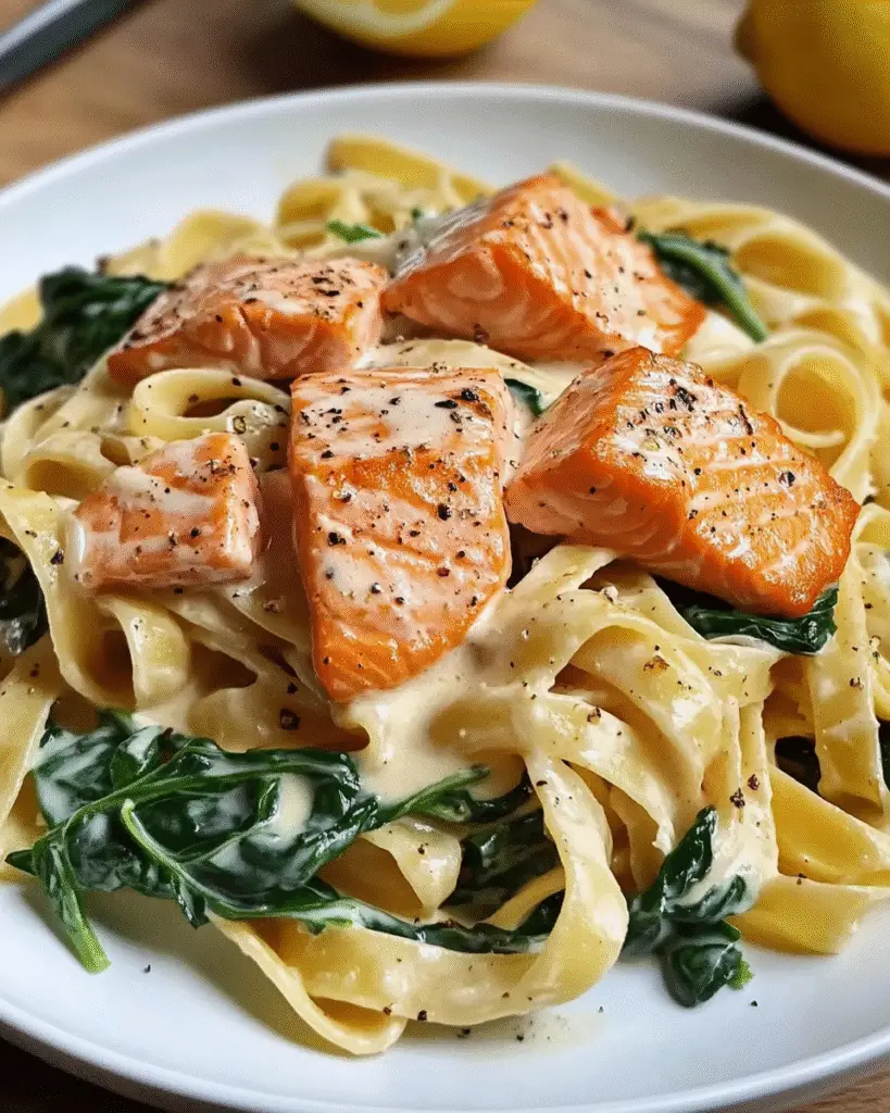 Cremige Spinat-Lachs-Pasta
