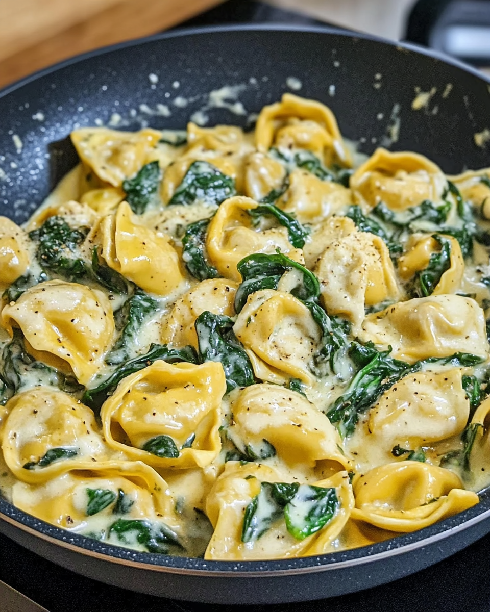 Cremige Tortellini mit Spinat-Frischkäsesauce