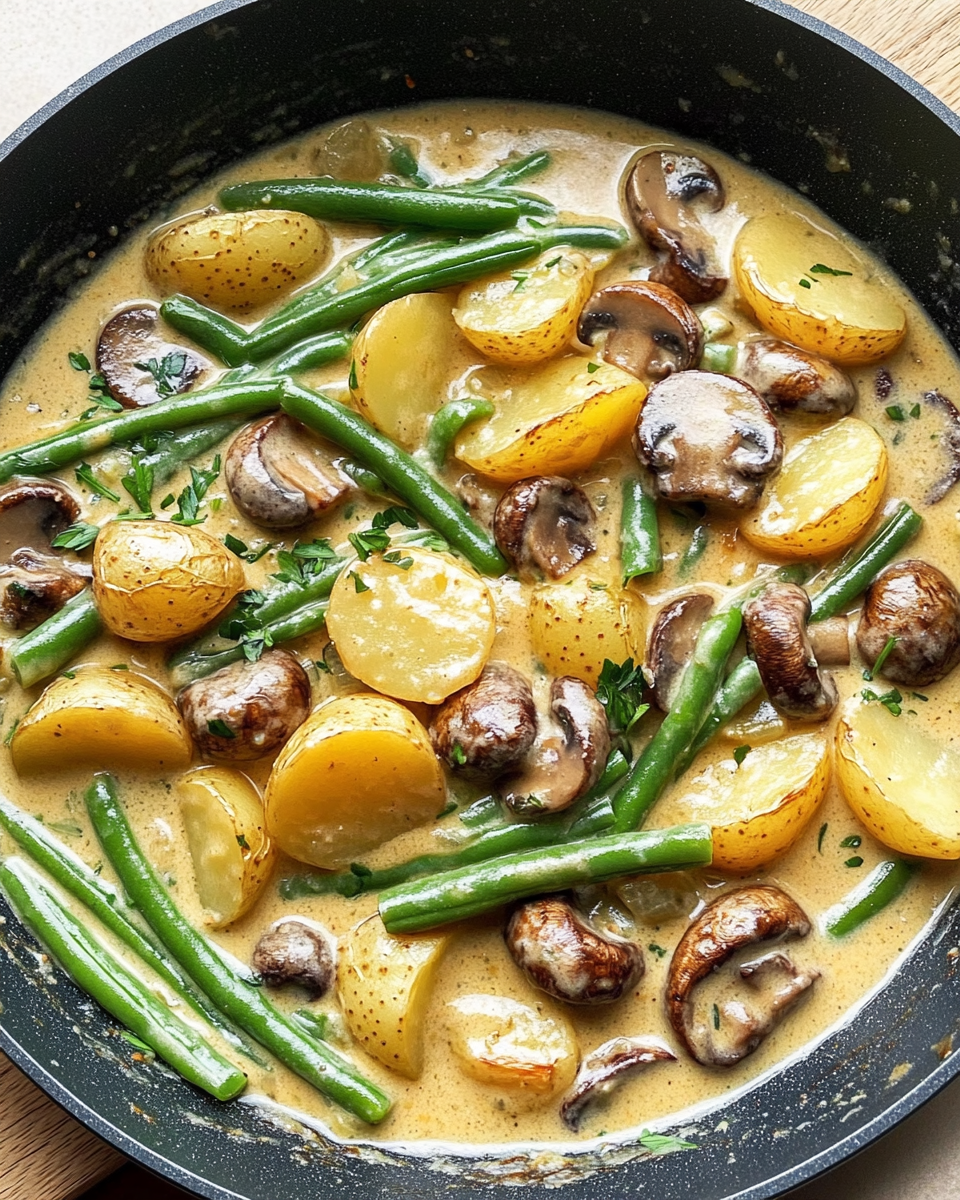 Kartoffel-Pilz-Pfanne mit Bohnen