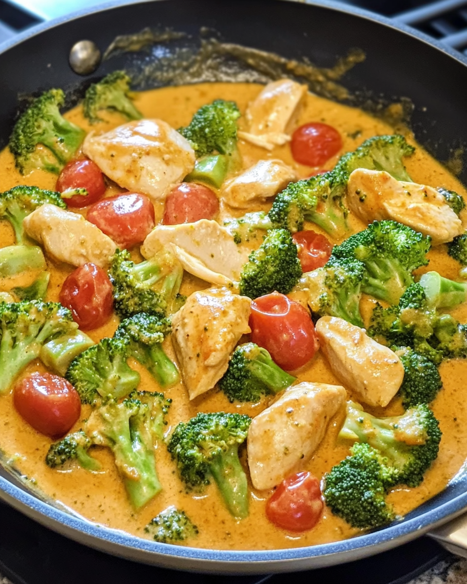 Cremiges Brokkoli-Hähnchen-Pfannengericht