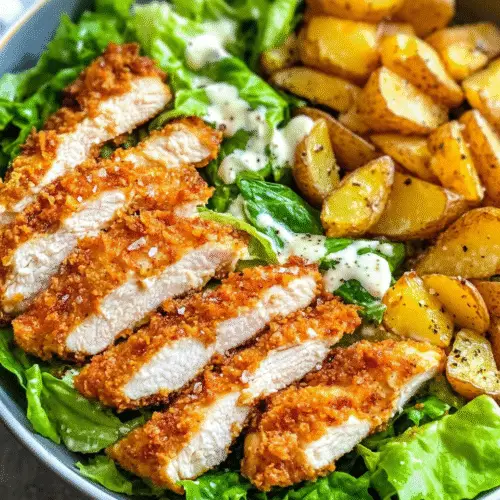 Knusprige Hähnchen-Caesar-Bowl mit Kartoffeln
