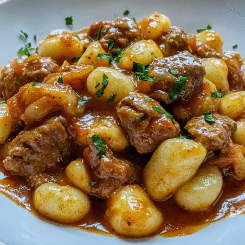 Herbstliches Gnocchi-Gulasch mit Rindfleisch