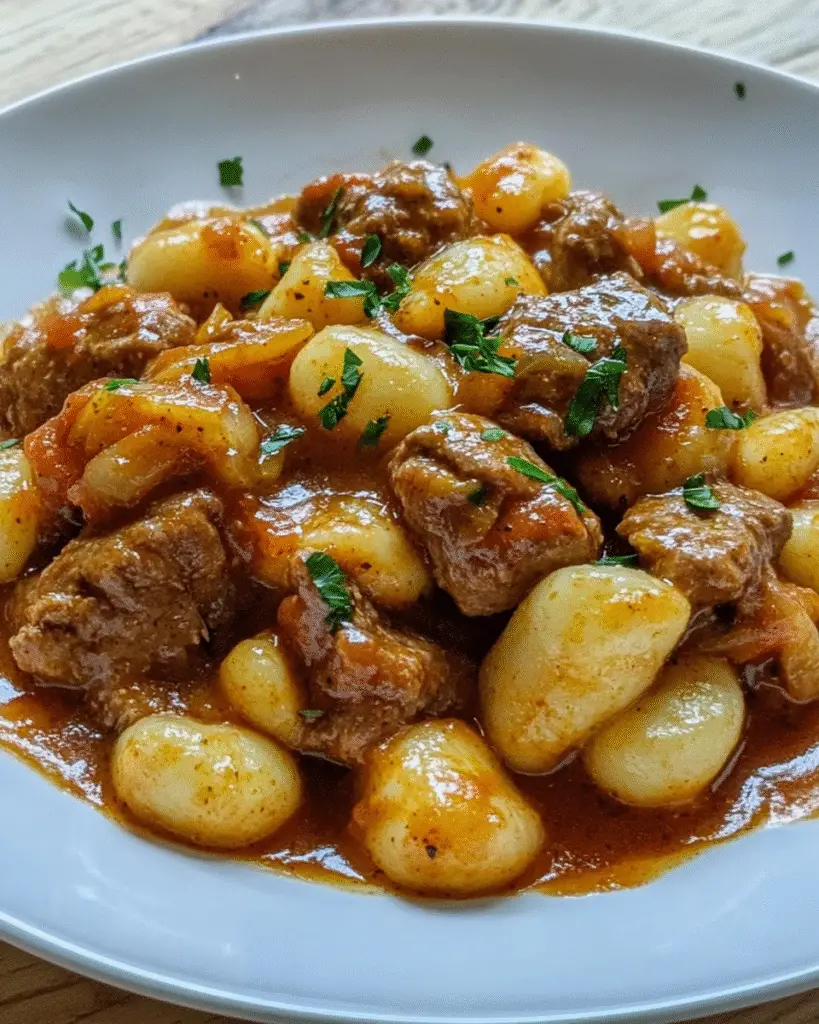 Herbstliches Gnocchi-Gulasch mit Rindfleisch