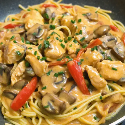 Cremige Hähnchen-Pasta mit Champignons