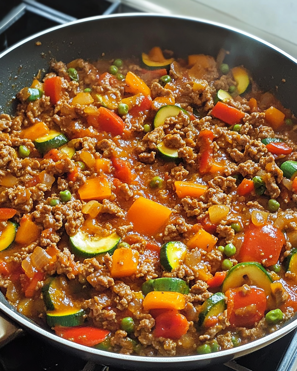 Kalorienarme Hackfleisch-Gemüse-Pfanne