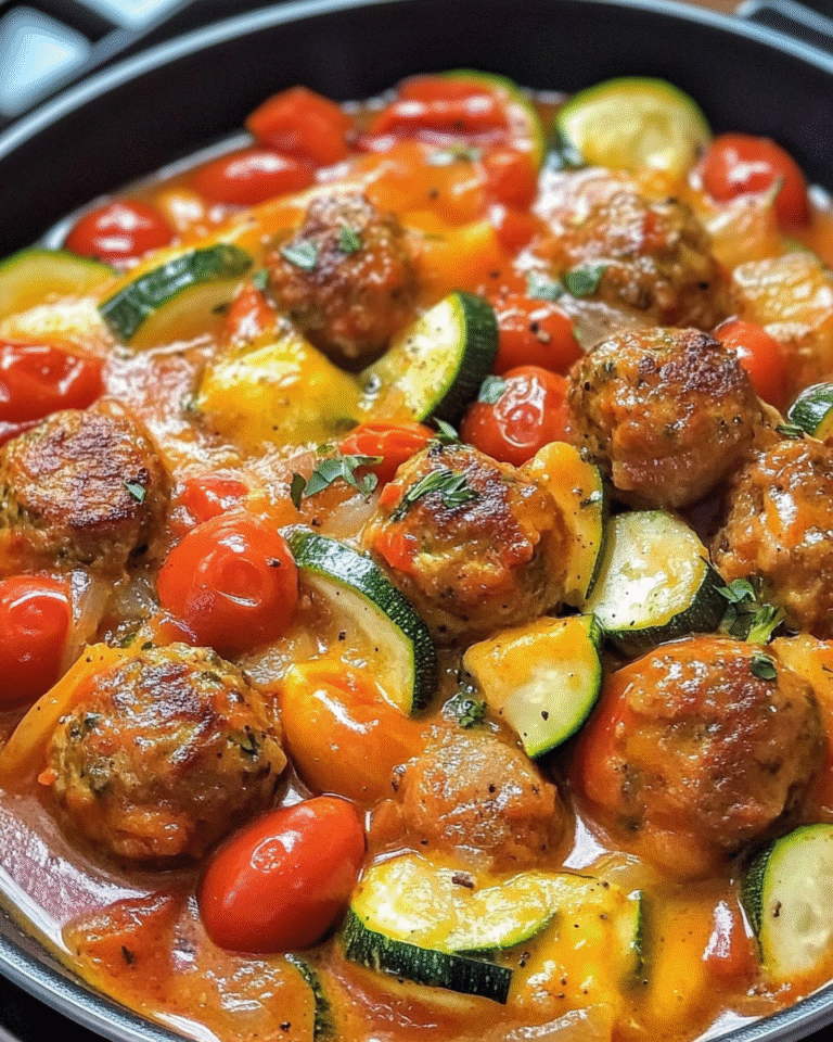 Hackbällchen-Pfanne mit Zucchini und Tomaten