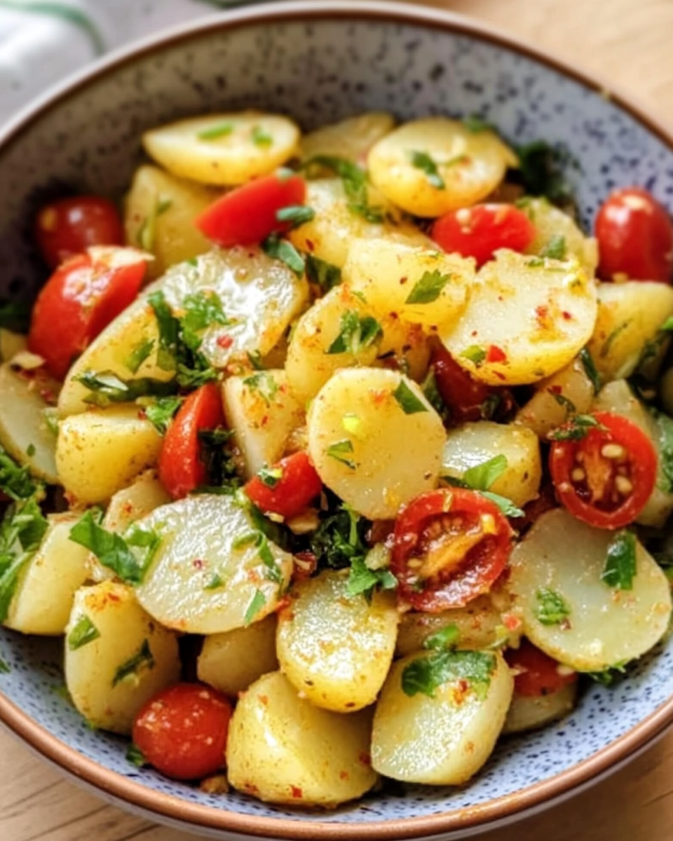 Kartoffelsalat mit scharfem Koriander-Limetten-Dressing
