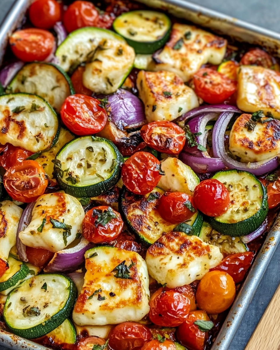 Halloumi-Gemüse-Blech – mediterraner Genuss