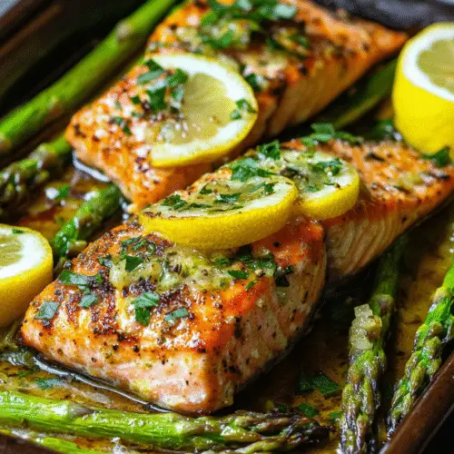 Würziger Ofen-Lachs mit grünem Spargel