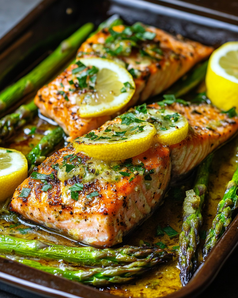 Würziger Ofen-Lachs mit grünem Spargel