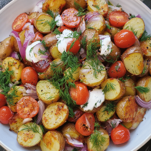 Knuspriger Kartoffelsalat mit Dill