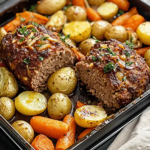 Saftiger Ofenhackbraten mit Wurzelgemüse