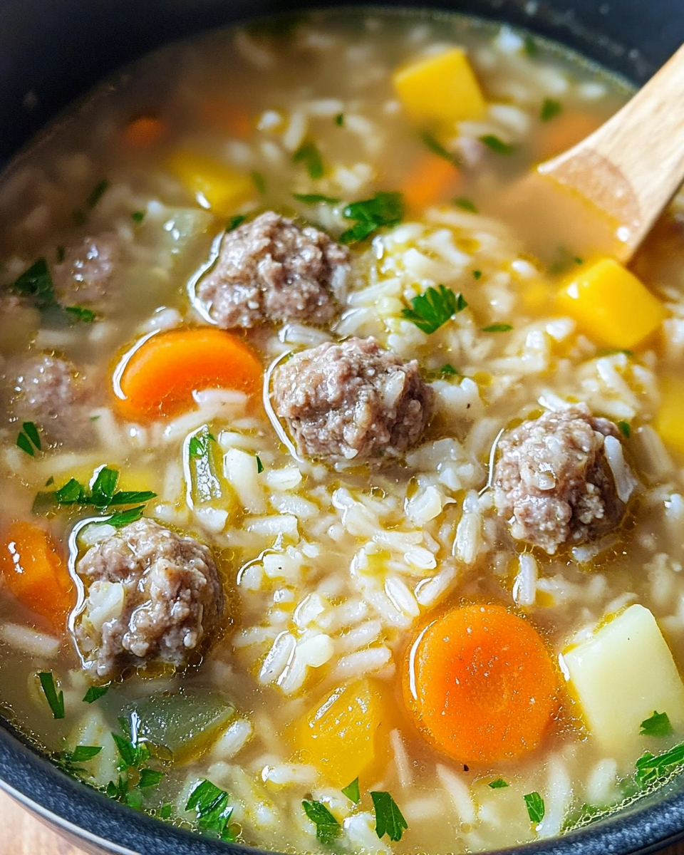 Herzhafte Hackfleisch-Reissuppe