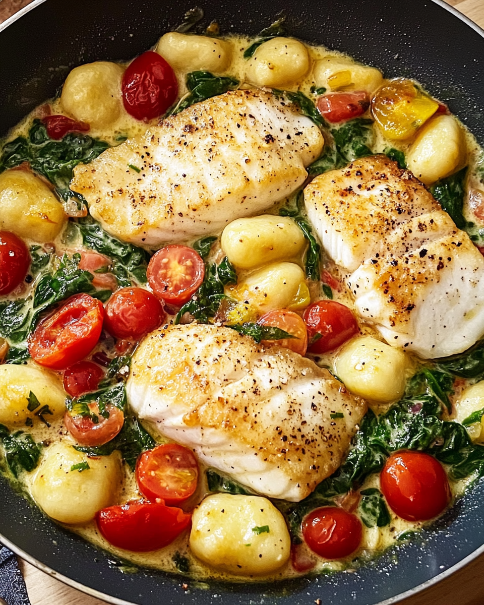 Cremige Gnocchi-Pfanne mit Fisch