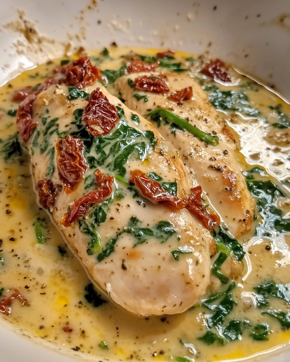 Zartes Hähnchen in Spinat‑Parmesan‑Creme