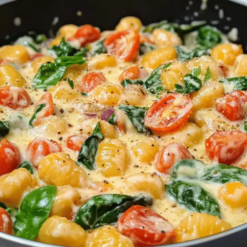 Cremige Gnocchi-Pfanne mit Spinat