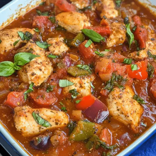 Mediterraner Hähnchen-Gemüse-Auflauf