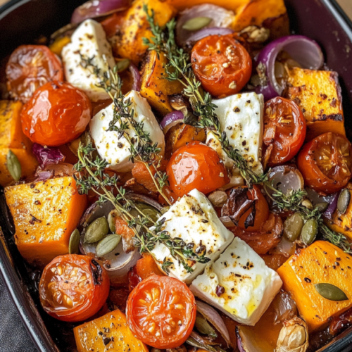 Ofenkürbis mit Feta und Kräutern