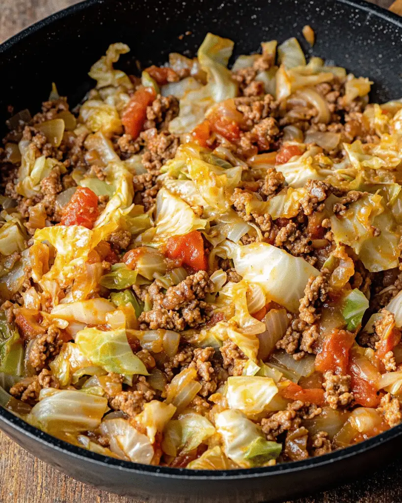 Würzigen Kohlfleischpfanne