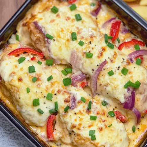 Cremiger Hähnchen-Paprika-Auflauf mit Schmand