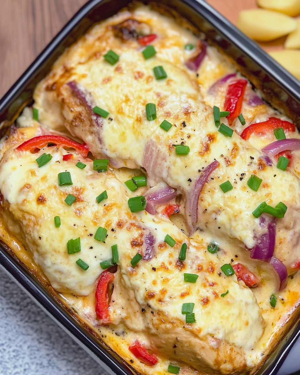 Cremiger Hähnchen-Paprika-Auflauf mit Schmand