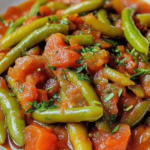 Türkische Stangenbohnen in Tomatensauce