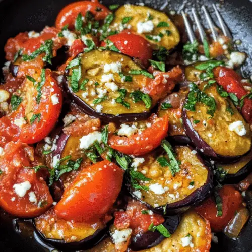 Mediterrane Auberginen-Tomaten-Pfanne