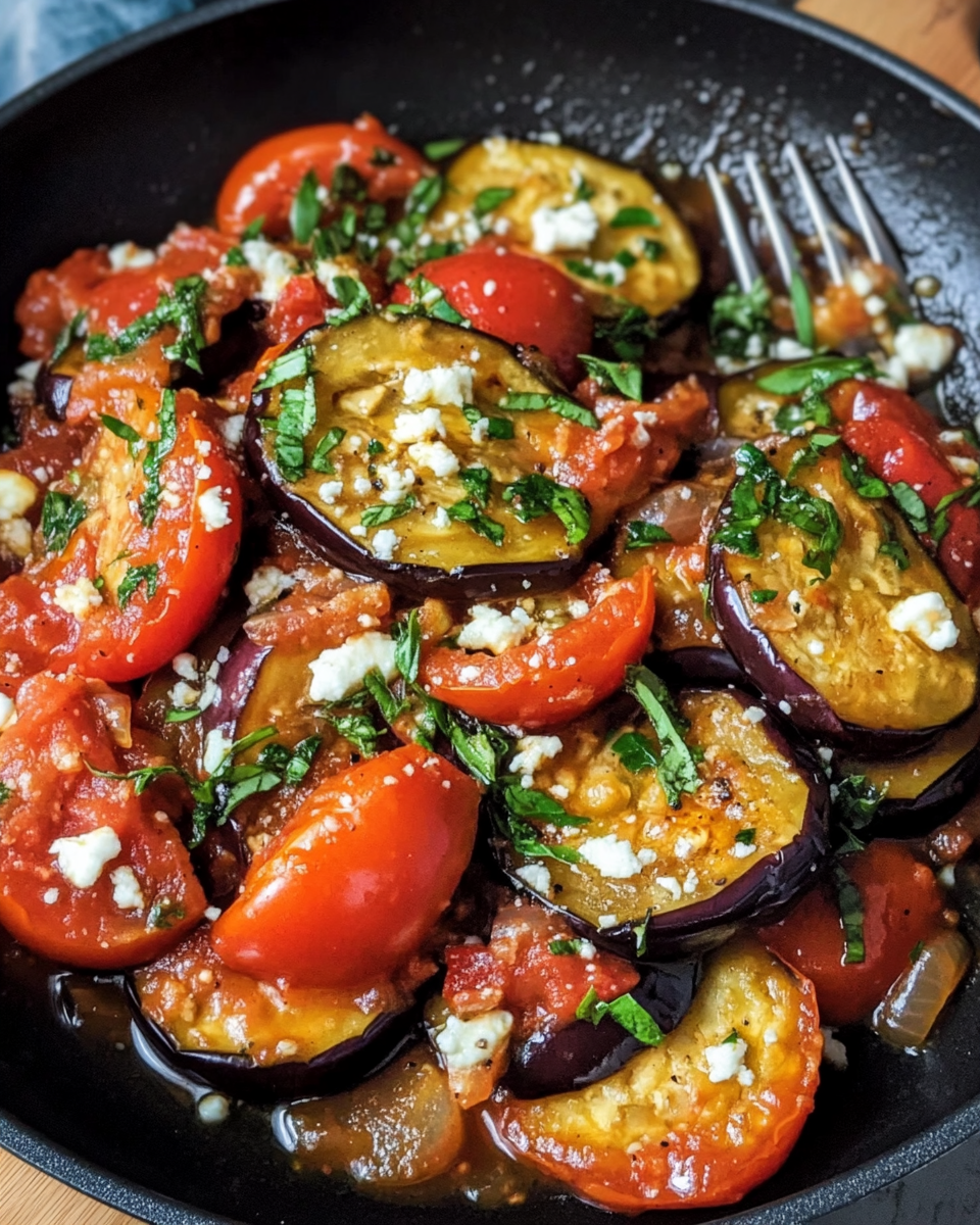 Mediterrane Auberginen-Tomaten-Pfanne