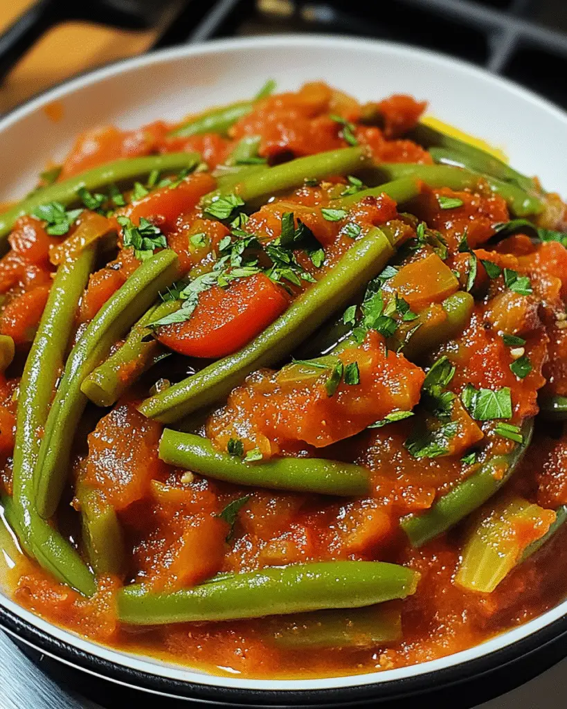 Türkische Stangenbohnen in Tomatensauce