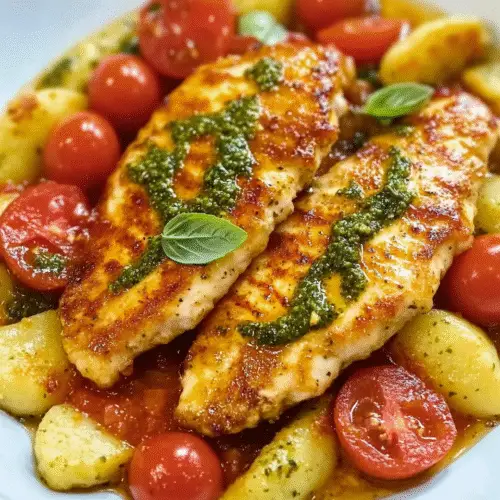 Hähnchenschnitzel mit Pesto-Schupfnudeln