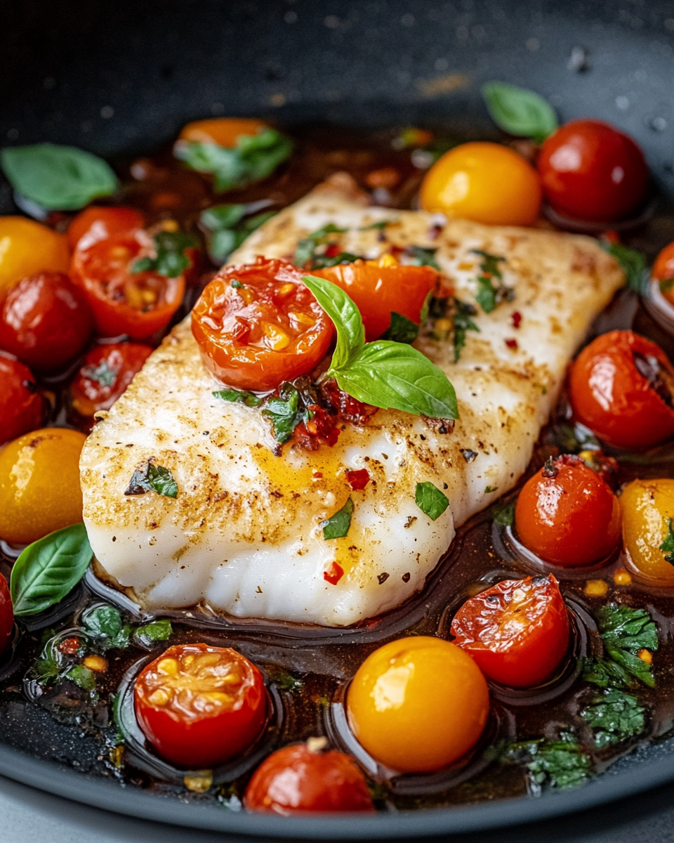 Frischer Kabeljau in Tomaten-Sauce