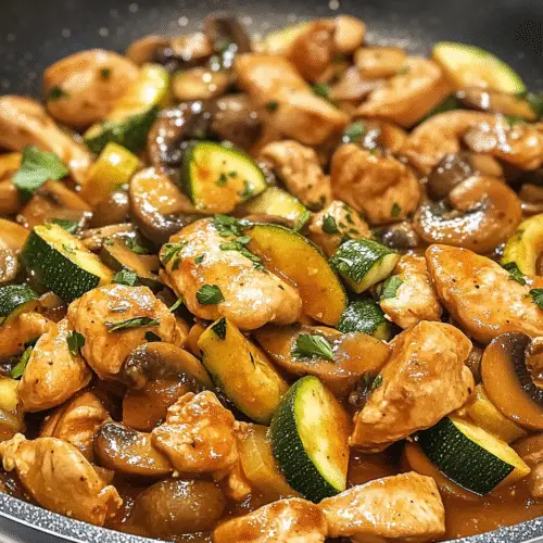 Hähnchen-Zucchini-Pfanne mit Champignons