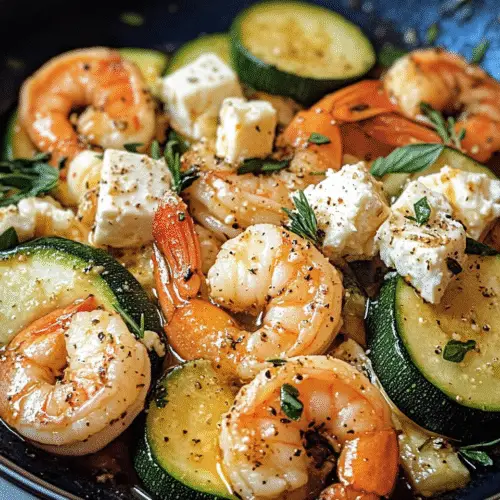 Garnelen-Zucchini-Pfanne mit Feta