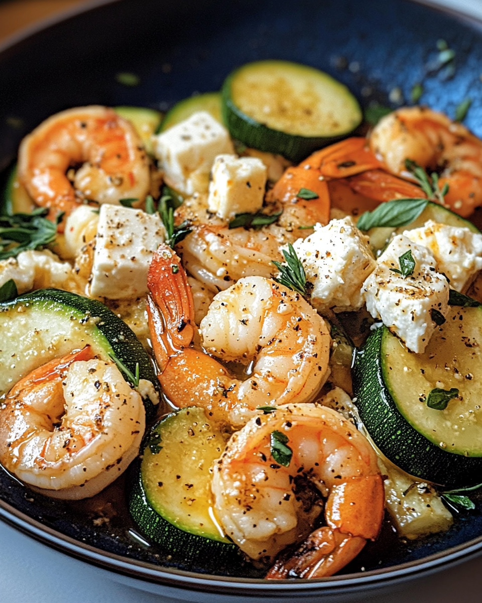 Garnelen-Zucchini-Pfanne mit Feta