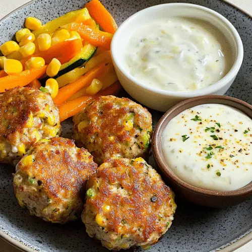 Knusprige Gemüsefrikadellen mit Joghurt-Dip