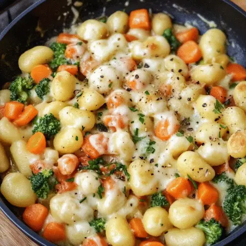Schnelle Gnocchi-Gemüsepfanne mit Sahmesoße