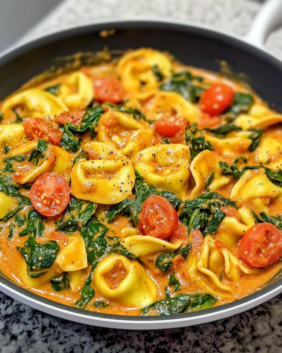 Cremige Tortellini-Spinat-Pfanne