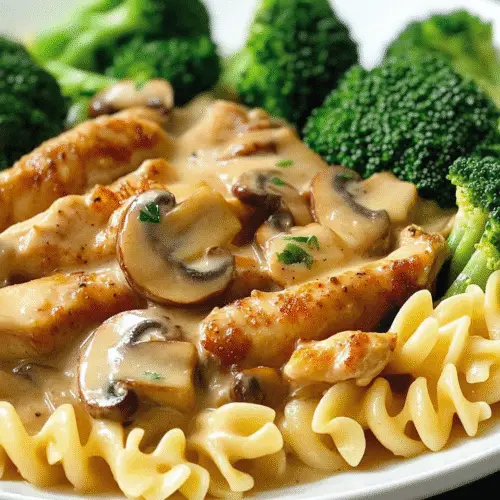 Saftiges Hähnchengeschnetzeltes in Käsesauce