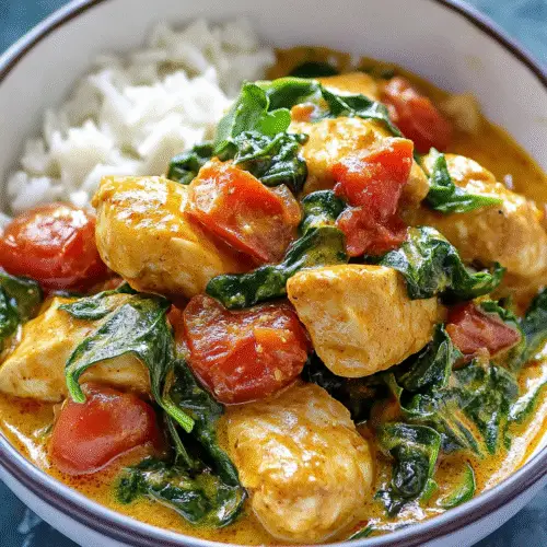 Seidiges Hähnchen-Spinat-Curry