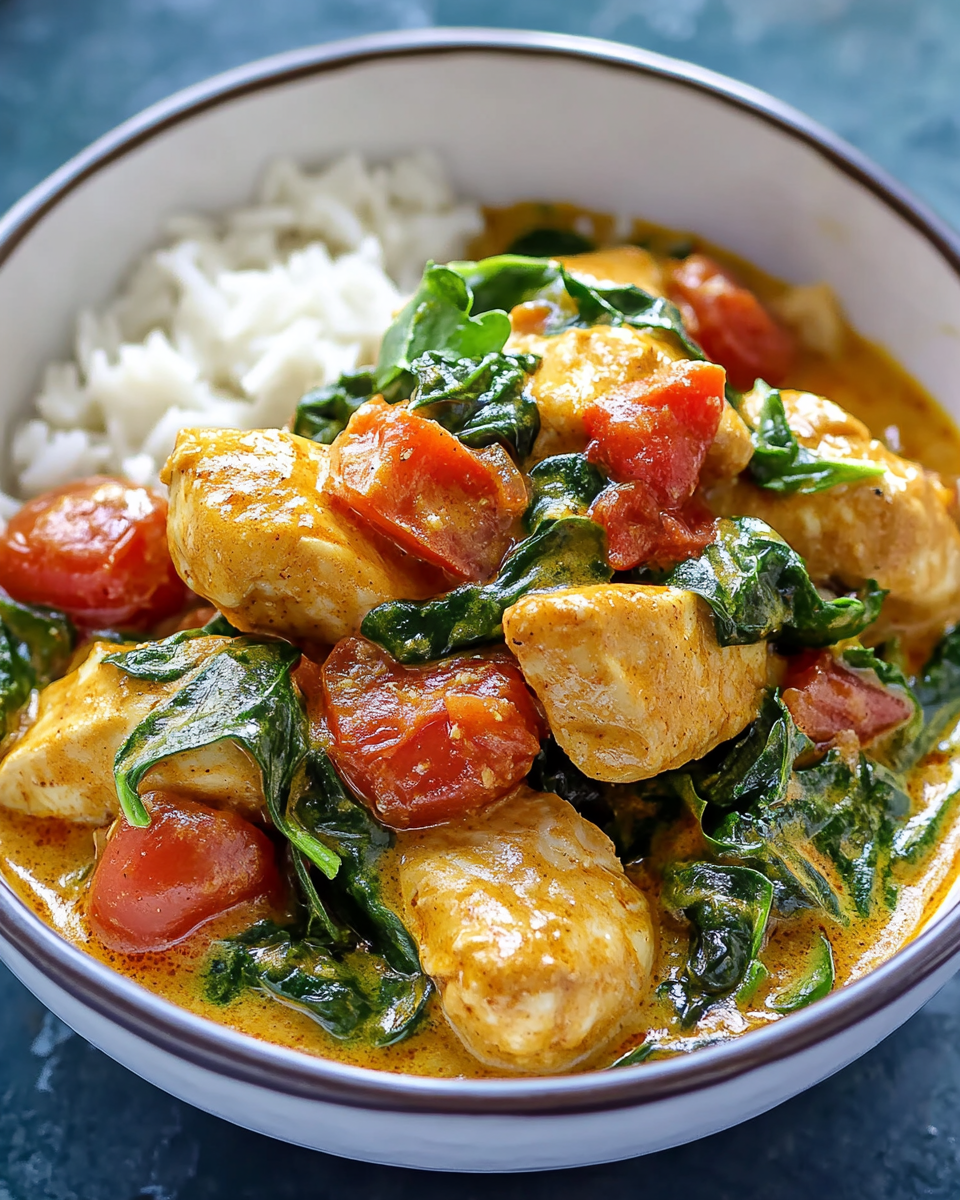 Seidiges Hähnchen-Spinat-Curry